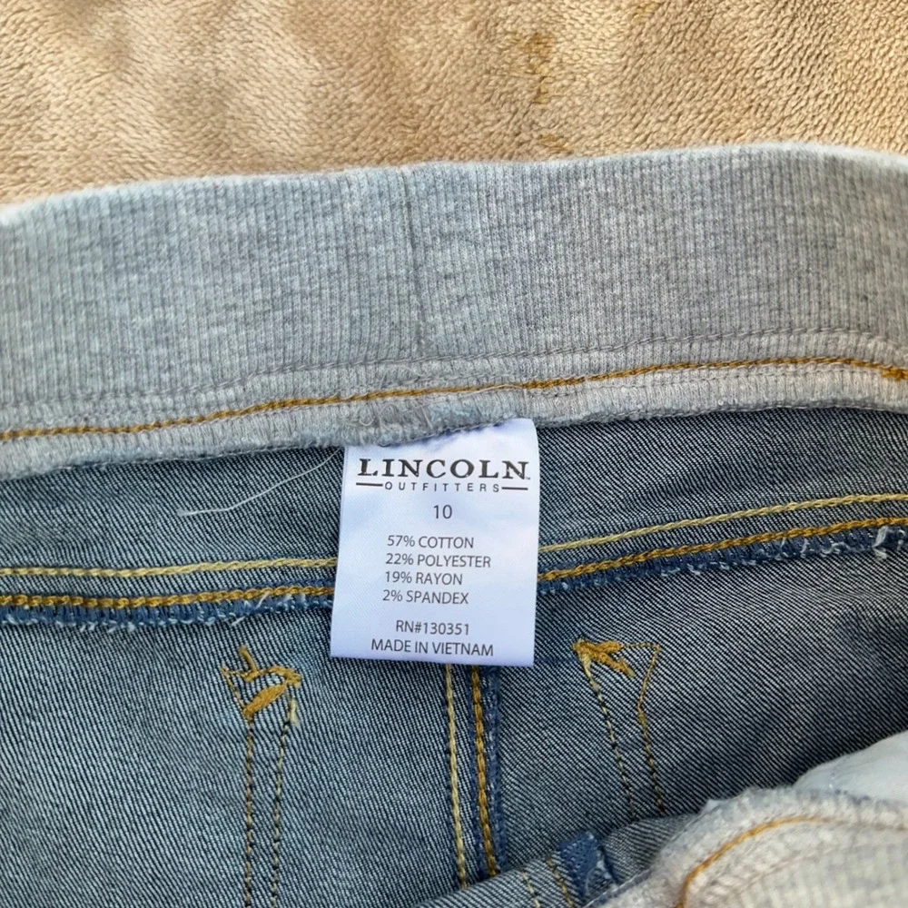Lincoln Outfitters Jeans Girls 10 Blue Dark Wash Elastic Waist Excellent School